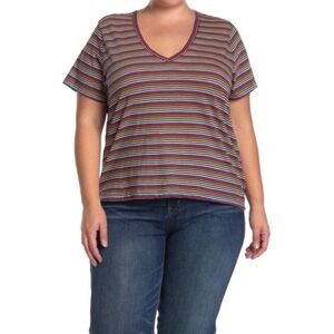 MADEWELL • V-neck Stripe Tee In Brown Overflow
